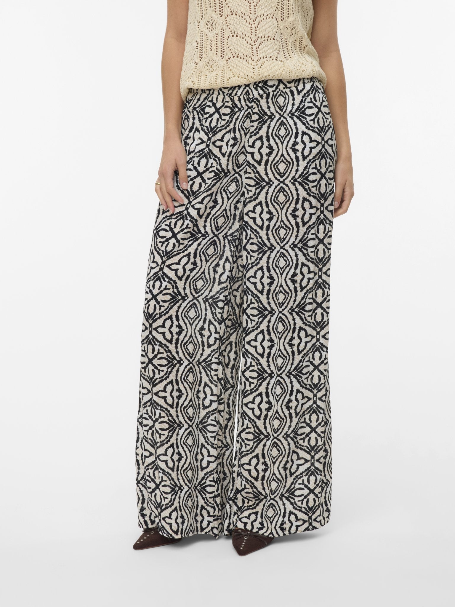 VMMenny Broek Wide Leg Print Birch - Castelijn mode