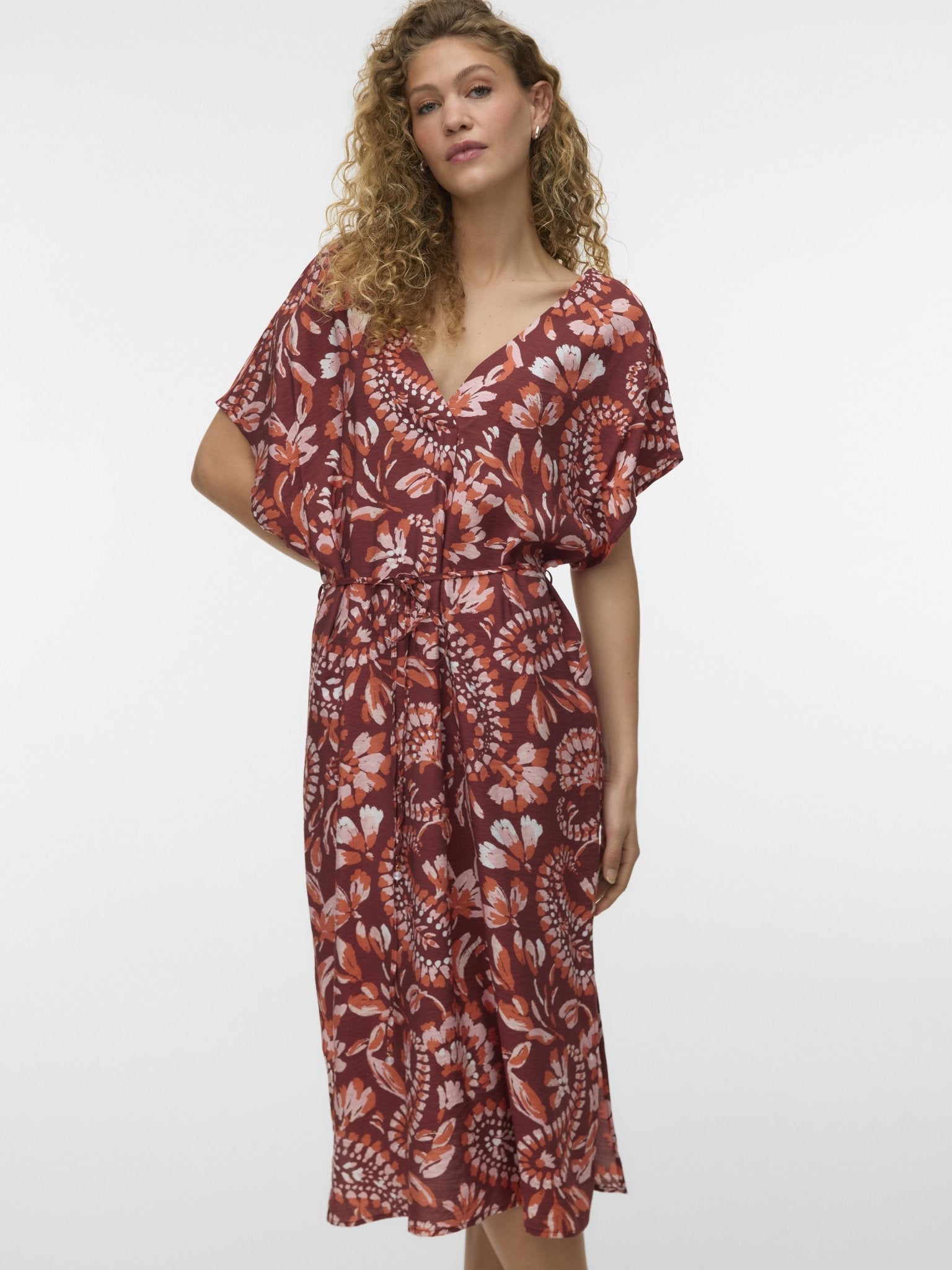 VMNellie Carla Kaftan Jurk Bruin Print - Castelijn mode