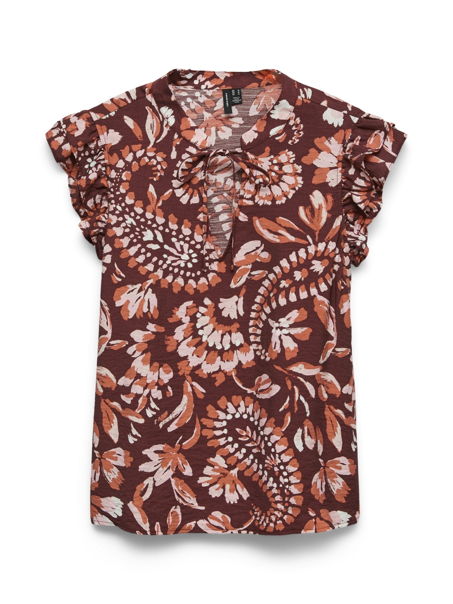 VMNellie Carla Top Bruin Print V - Hals - Castelijn mode