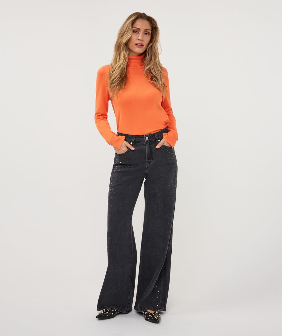 Wide Jeans Strass Zwart - Castelijn mode